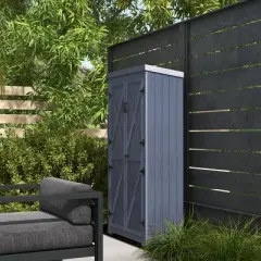 Outsunny Outdoor Storage Cabinet, Wooden Garden Storage Shed with Waterproof Galvanized Metal Roof