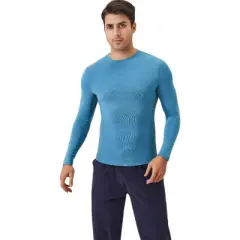 Anna-Kaci Active Men's Long Sleeve Performance Shirt with Seamless Stretch Fabric and Crew Neck Design