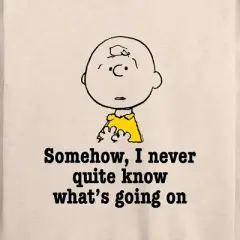 Women's - Peanuts - Whats Going On Lightweight French Terry Wide Neck Long Sleeve Graphic Shirt