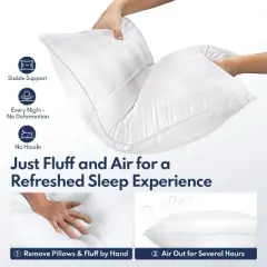 FAPO Set of 2 Bed Pillows, Queen Size, Soft Stripe Microfibre Pillow