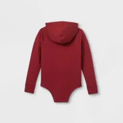 Boys' Adaptive Hooded Adjustable Bodysuit - Cat & Jack&trade; Burgundy