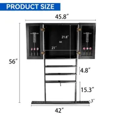 GSE Wall Mounted Pool Cue Rack & Dartboard Cabinet Combination, Pool Cue Sticks and Dart Board Not Included