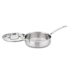 Cuisinart Classic MutliClad Pro 3.5qt Stainless Steel Tri-Ply Saute Pan with Helper Handle and Cover MCP33-24HN - Silver