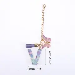 Unique Bargains Heart Sequin Letter V Butterfly Tassel Water Cup Pendant Purple 1 Pc