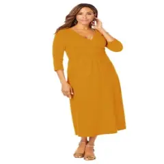 Jessica London Women&rsquo;s Plus Size Knit Surplice Midi Dress