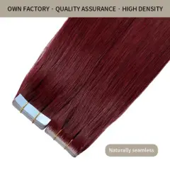 Jessie's Wig 16-26 Inch Tape In Hair Extensions 50g For Women Thin Hair Straight #99J Burgundy 20 Pcs/Pack