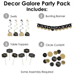 Big Dot of Happiness Adult 70th Birthday - Gold - Birthday Party Supplies Decoration Kit - Decor Galore Party Pack - 51 Pieces