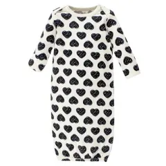 Touched by Nature Baby Girl Organic Cotton Long-Sleeve Gowns 3pk, Heart, 0-6 Months