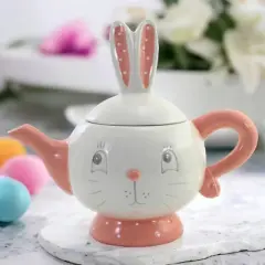 Johanna Parker 7.75 In Dottie Tea Pot Easter Seasonal Tabletop , Easter Rabbit Bunny (1PC)