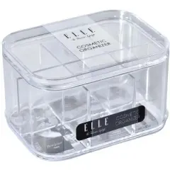 Acrylic Lipstick Organizer with Lid, 9 Compartments Compact Makeup Storage Box, Portable Cosmetic Holder for Lipsticks & Small Accessories