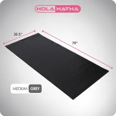 HolaHatha Lightweight Padded Exercise Yoga Mat, Non Slip Thick Foam Foldable Pad for Stretching and Workout Activity, 79 x 35.5" Medium, Grey