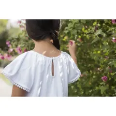 Hope & Henry Girls' Flutter Top with Crochet Dot Trim, Infant