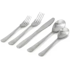 Gibson Home Bishop Hill 20 Piece Stainless Steel Floral Flatware Set in Matte Silver