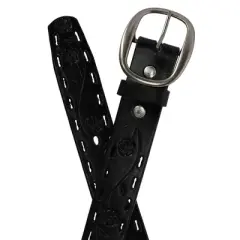 CTM Women's Center Bar Buckle Belt with Flowers