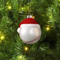 4" Christmas Glass Baseball with Hat Ornament - Wondershop&trade;