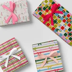 4 pk Christmas Velvet Ribbon Pink/White Luxe - Wondershop&trade;