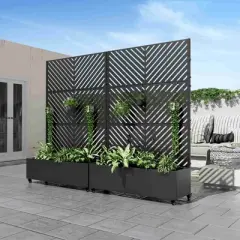 Lirago Iron Black Arch Mobile Planters Planting Box Trellis for Climbing Plants 72x47