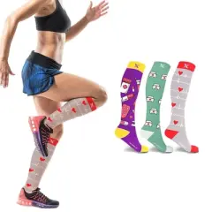 Extreme Fit Compression Socks - Knee High for Running, Athletics, Travel, and Pregnancy - 3 Pair