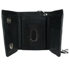 CTM Men's Pebble Grain Leather RFID Trifold Chain Wallet