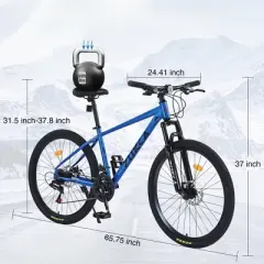 DSVIMOY Bicycles, 26 Inch Mountain Bike, MTB with Suspension Fork for Men and Women, BLue, 24.41"*37"*65.75"