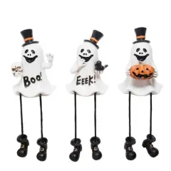 Transpac Resin Ghost Sitter Set of 3 - Charming Decorative Objects for Halloween and Year-Round Home Decor