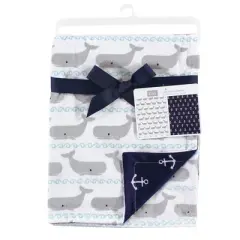 Hudson Baby Infant Boy Plush Mink Blanket, Whales, One Size
