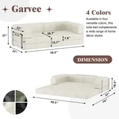 Convertible Sleeper Sofa Bed, 78" Boneless Couch with Fixed-Shape Frame, Corduroy Loveseat Floor Sofa, Folding Mattress Couch for Living Room