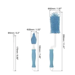 Unique Bargains Silicone 360 Rotation Curved Handle Bottle Cleaning Brush