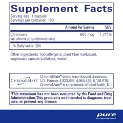 Pure Encapsulations ChromeMate GTF 600 - Supplement for Metabolism and Lean Muscle* - 180 Capsules