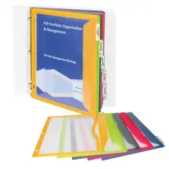 C-Line&reg; Super Heavyweight Poly Binder Pockets with Write-On Index Tabs, Assorted Colors, 8-1/2 x 11, 5 Per Set, 6 Sets