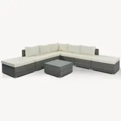 8-Pieces Outdoor Wicker Modular Sectional Sofa Set with Coffee Table, Free Combination