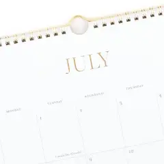 Sugar Paper Essentials 2025-2026 Monthly Wall Calendar 3"x12"x15" White/Gold