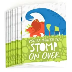 Big Dot of Happiness Roar Dinosaur - Fill In Dino Mite Baby Shower or Birthday Party Invitations (8 count)