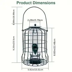 Outdoor Wild Bird Feeder Squirrel-Proof Chew-Proof Metal Hanging Seed Feeder with 4 Feeding Ports for Small Songbirds