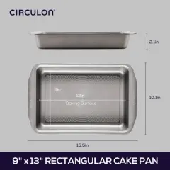 Circulon 9"x13" Cake Pan Gray: Nonstick Aluminum Baking Dish, Even-Heating, Dishwasher-Safe, Lifetime Warranty