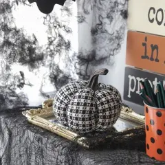 Whisen Fabric Plaid Pumpkin Decor, Holiday Halloween Decoration