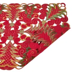Saro Lifestyle Xmas Tree Cutwork Placemat Oblong (Set of 4)