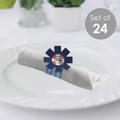 Big Dot of Happiness Ahoy - Nautical - Baby Shower or Birthday Party Paper Napkin Holder - Napkin Rings - Set of 24