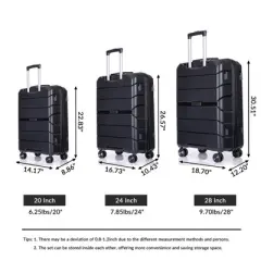 3 PCS Hardshell Luggage Set, ABS Lightweight Spinner Suitcase with TSA Lock (20/24/28)-ModernLuxe