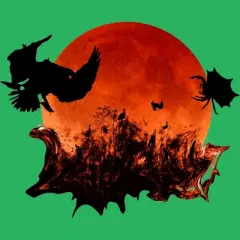 Women's Design By Humans Spooky Halloween Blood Moon Eclipse Ghostly Birds By KateLCardsNMore Racerback Tank Top