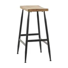Industrial Metal Counter Height Barstool Black - Olivia & May