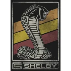 Junior's Shelby Cobra Distressed Retro Striped Logo Festival Muscle Tee
