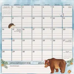 Trends International Inc. 2023-24 Wall Calendar 12"x12" Bilingual English/French Animals Magnetic