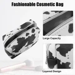 Unique Bargains Portable Makeup Bag Cosmetic Travel Toiletry Bag Waterproof Case Make Up Organizer Case for Women Black White