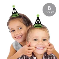 Big Dot of Happiness Game Zone - Mini Cone Pixel Video Game Party or Birthday Party Hats - Small Little Party Hats - Set of 8