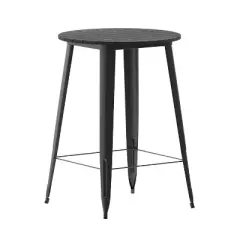 Merrick Lane Indoor/Outdoor Bar Top Table, 30" Round All Weather Poly Resin Top with Steel base