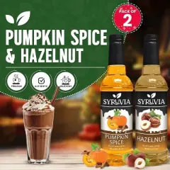 Syruvia Variety Pack - Pumpkin Spice & Hazelnut Syrup 25.4 Fl oz (2-Pack)