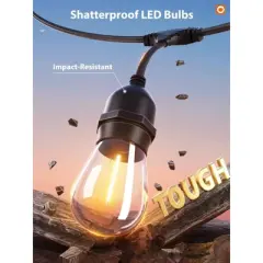 Itopfox LED Outdoor String Lights with Vintage Shatterproof Bulbs, Commercial Grade Weatherproof Strand for Patio Garden Decoration