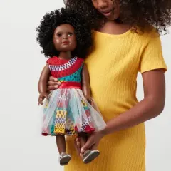 Ikuzi Dolls Multi Colored Dress Doll with Black Hair 18" Fashion Doll