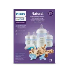 Philips Avent Natural Baby Bottle with Natural Response Nipple - Baby Gift Set With Snuggle - Blue - 8pc